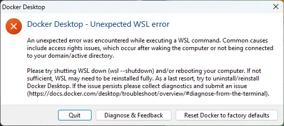 Docker Desktop Unexpected error